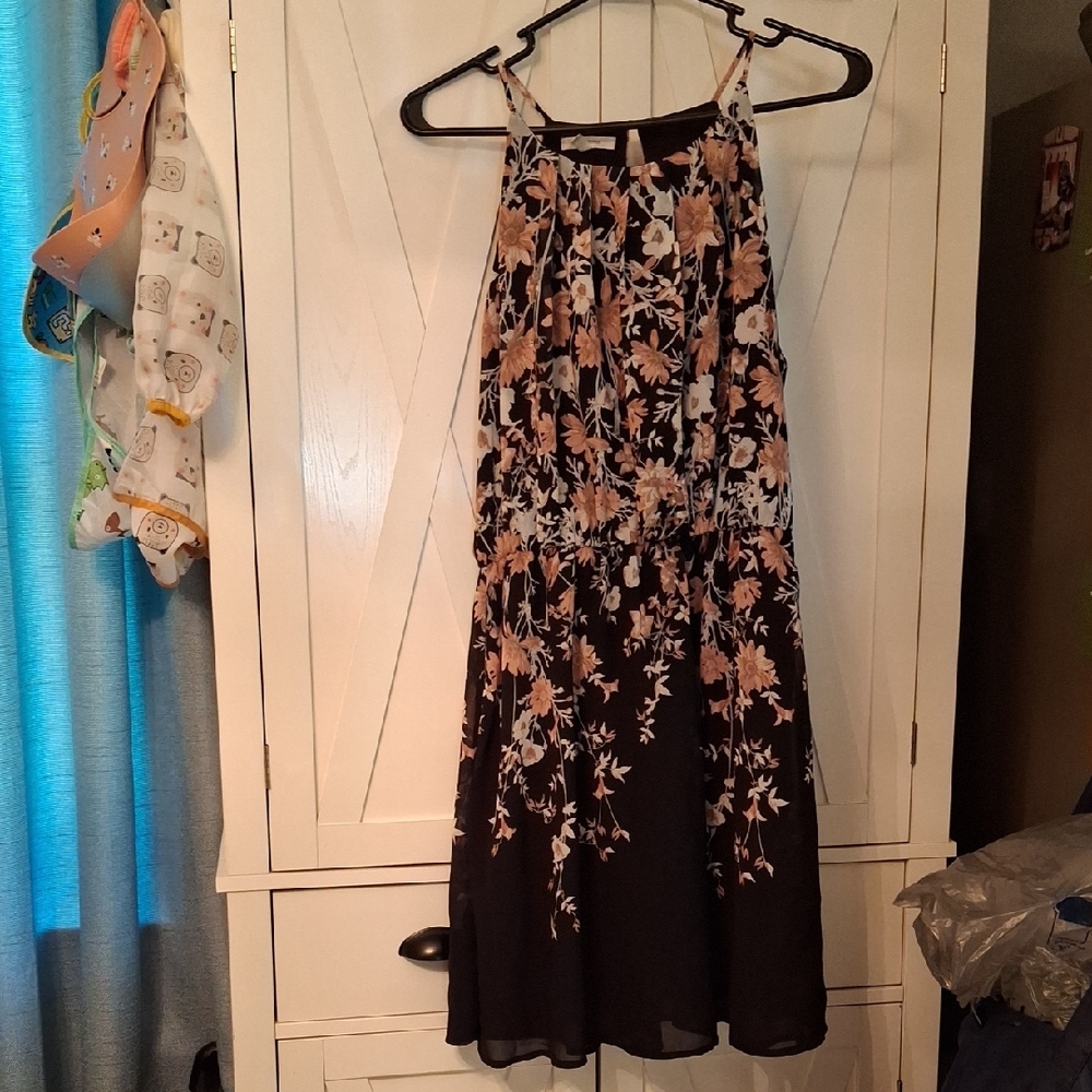Maurices Black and Pink Halter Midi Sundress